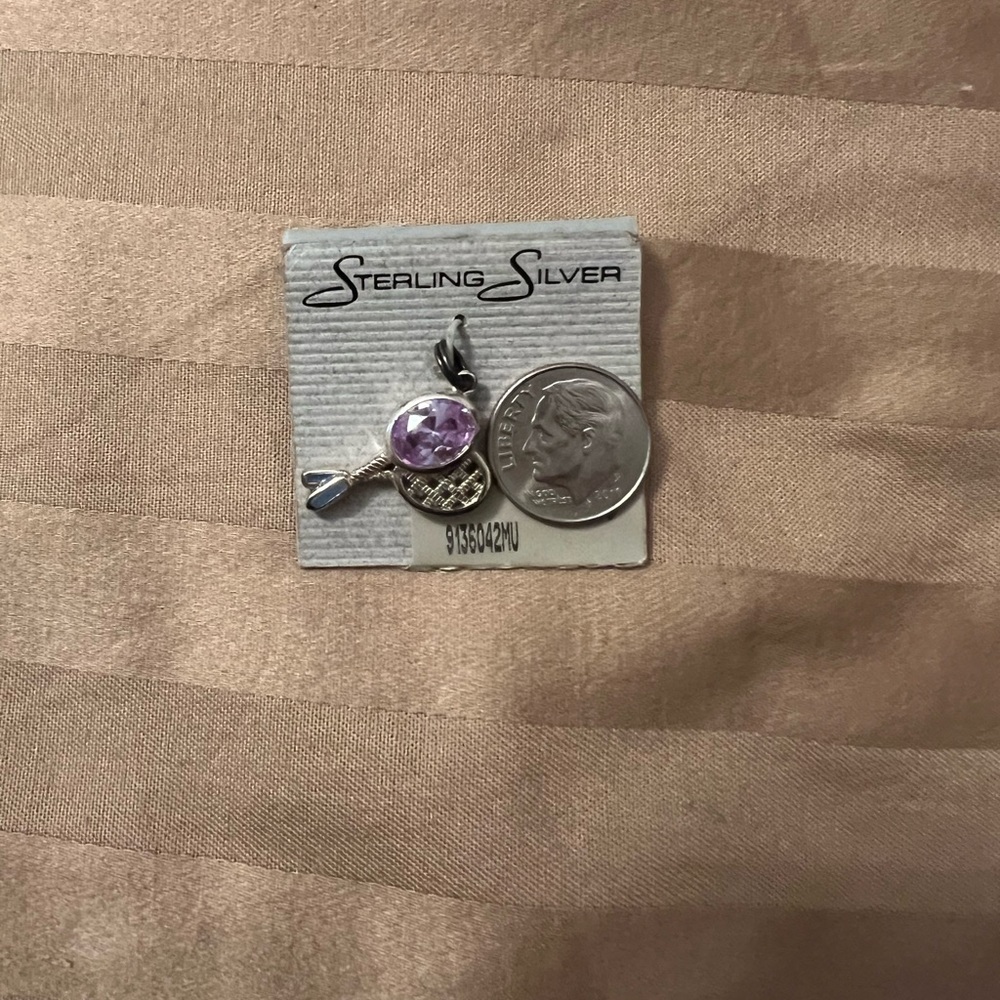 Sterling Silver Tennis Charm (or badminton)